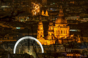 Нощна Будапеща - Базилика Свети Стефан и виенското колело