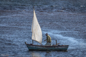 Залива на прасетата - рибар се връща от риболов