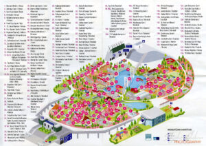 Карта с наименованията и местоположението на макетите в парк Miniaturk, Истанбул