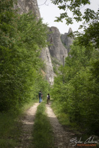 Черния път водещ към импровизирания паркинг